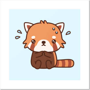 Cute Nervous Red Panda Posters and Art